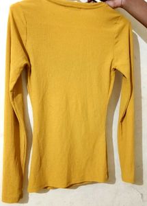 Mustard Ribbed Long Sleeve Top