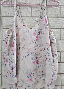 VERO MODA Cream Floral Layered Sleeveless Top