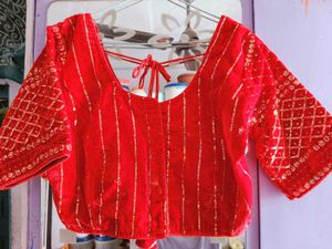 Red Sequin Velvet Blouse