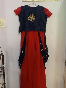 red umbrella long gown with designer cap full part