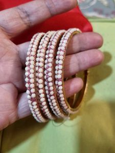 White and Pink Shade Glittered Bangles