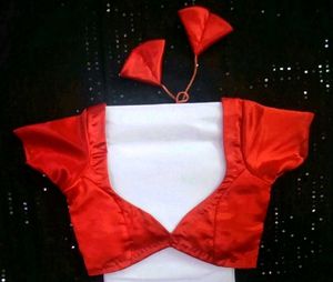Non Padded Satin 1 Hook Backless Deep Neck Blouse