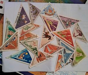 18 Vintage Triangular Stamps