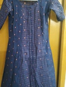 Blue Checkered Midi Dress