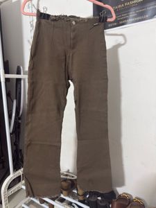 Brown Distressed Denim Pants