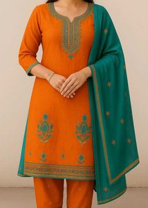 Elegant Orange Kurta Set Material