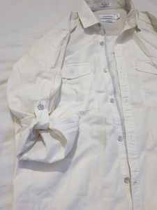 🪔Pure White Stylish Shirt Branded 40/42&#34;size Stylish Pocket Buttons