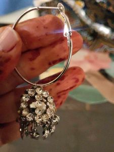 Diamond Stud Jhumki In Hoops