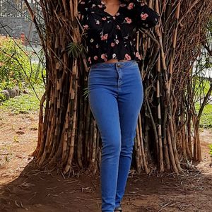 H&amp;M Floral Print V-Neck Top