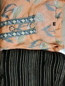 Palazzo Set (Pink Kurta With Black Palazzo)