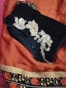 Embroidered Velvet Saree