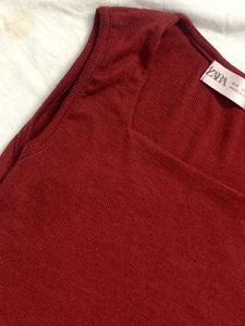 Zara Red Knit Top