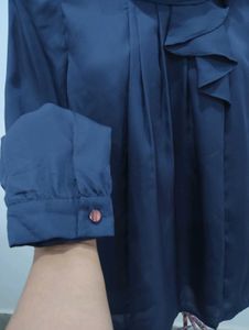 Navy Ruffle Blouse