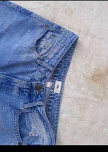 Flared Blue Distress Jeans