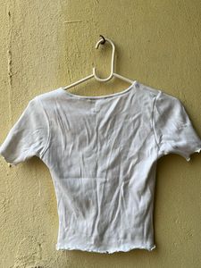 Cute White ribbed Crop Top