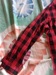 Pure Cotton Check Shirt For Women, Proper Size -S