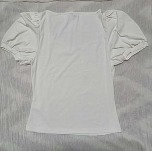 White Puff Sleeve Top