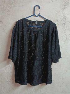 🇨🇳 Oversized See-through Fashion Lace Top Black