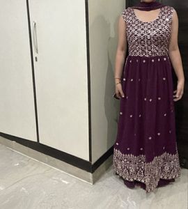 Elegant Purple Anarkali Suit Set