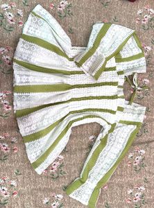 Green &amp; White Lace Dress