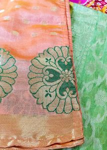 Elegant orange Kurta Set of banarasi silk