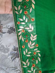 Green Embroidered Saree Gottapati heavy border