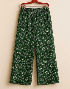 M-L Size Green Floral Wide Leg Plazo