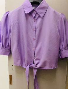 Cute Lilac Tie-Front Top