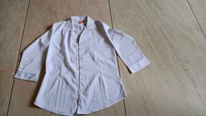 White 3/4 Sleeve Button-Down