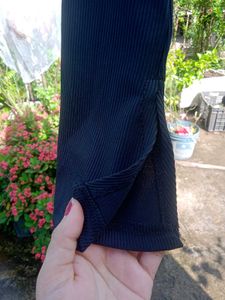 Black Off-Shoulder Tie Top
