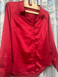 Red Satin Blouse