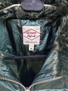 Green Puffer Jacket with Faux Fur