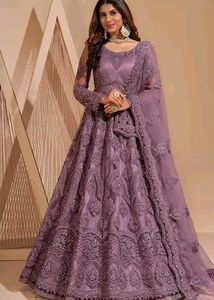 Elegant Pink Anarkali semi-stitched gown