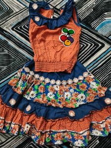 Cute Orange & Blue Kids Dress
