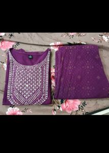Purple Embroidered Kurta Set