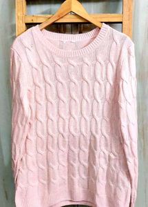 Pink Cable Knit Sweater size-38
