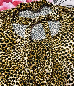 Leopard Print Long Sleeve Top with Keyhole Detail
