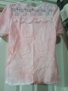 light pink top with lace