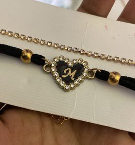 M Letter Diamond Bracelet