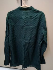 Self Printed Green Ethnic Wear Shirt