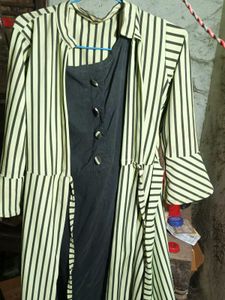 Striped Kurta with Black Dress
