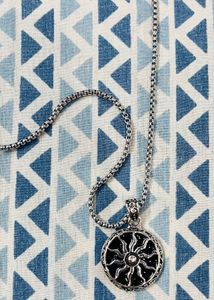 Silver Tone Sun Pendant Necklace