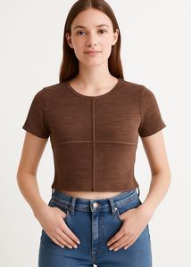 H&M Brown Textured Crop Top