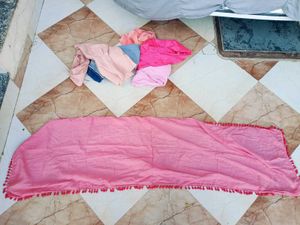 Pink Polka Dot Cotton Dupatta