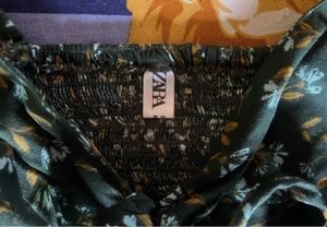 Zara Floral Puff Sleeve Crop Top