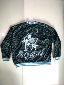 Leopard Print SKULL Embroidery VARSITY JACKET
