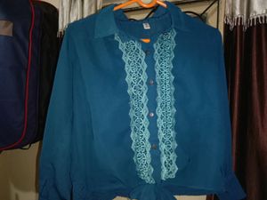 Navy Blue Fashionable Top With Embroidery