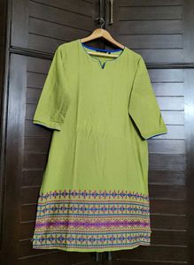 Melange Women Green Cotton Printed Kurta