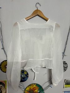 White Sheer Long Sleeve Top🤍🤍