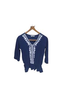 Blue Embroidered Top